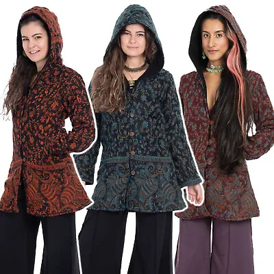 Buy Boho Blanket Hooded Coat, Cosy Winter Hippy Coat Jacket, Hippie Festival Clothes • 46£