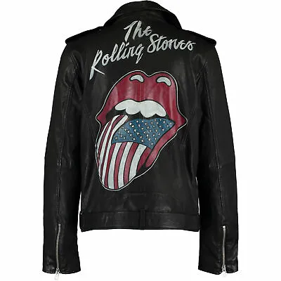 Buy New Tommy Hilfiger Rolling Stones Painted Flag Leather Jacket XL • 350£