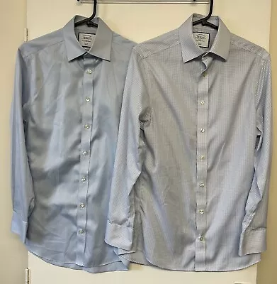 Buy CHARLES TYRWHITT Men’s Two Blue Bundle Slim Fit Shirts Size Small Collar 14.5 • 9.99£