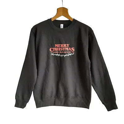 Buy Stranger Things Christmas Jumper Mens Medium Sweater NWOT Black Upsidedown • 8.99£