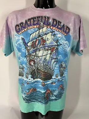 Buy Grateful Dead Ship Of Fools LIQUID Blue T Shirt Large Vintage Genuine Preloved • 69.95£