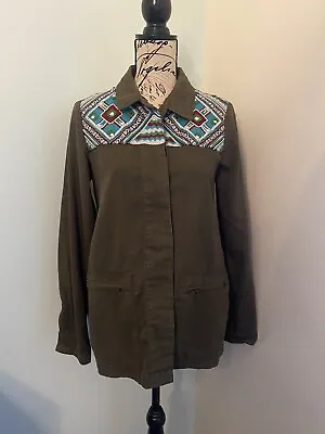 Buy Zara Trafaluc Embroidered Beaded Tribal Aztec Green Utility Jacket Zara Size M • 19.99£