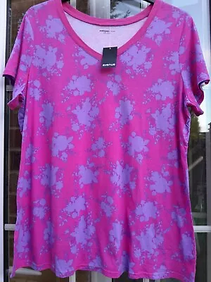 Buy Evans Avenue Body Range Hit Pink Purple Floral Top Lounge Pj Tshirt Bnwt 14/16 • 8.99£