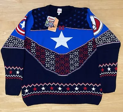 Buy 2XL 46  Chest Captain America Christmas Xmas Jumper Sweater Marvel Avengers XXL • 34.99£