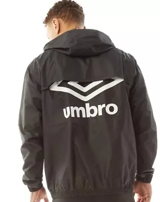 Buy Mens Umbro Overhead Jacket Windbreaker  Black 1/4 Zip RainCoat Size XL Oversized • 16.99£