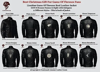 Buy Lionstar Unisex Game Of Thrones House Sigils Real Leather Jacket - Best Fan Gift • 99.99£