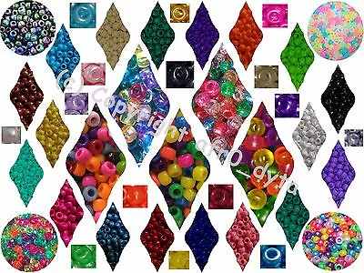 Buy 100 Pony Beads Many Colours 9x6mm Barrel Shape For Jewellery Making 🎀 SALE 🎀 • 2.89£