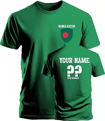 Buy Personalise Bangladesh Cricket T-Shirt Sports Fans Costume Bangali Flag Badge • 10.99£