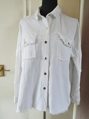 Buy Rock & Roll Denim White Distressed Oversize Jacket Size: L • 25.99£