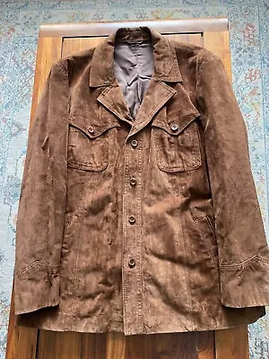 Buy Mens Vintage Tan Genuine Suede Leather Jacket Coat | Size XL 44/46 | 70s 80s • 20£