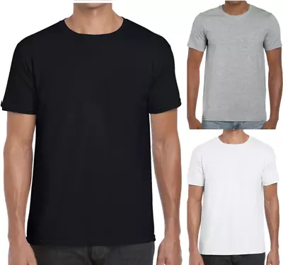 Buy PACK OF 1,3,5,10 Mens Plain T Shirts PREMIUM 100% Cotton Crew Neck Top Casual • 4.99£