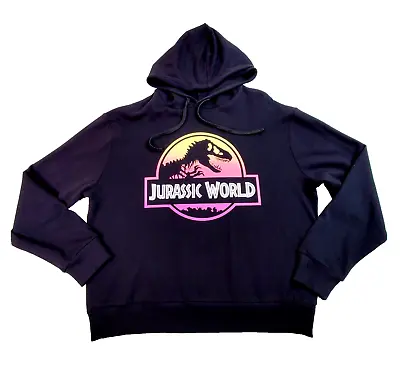 Buy Jurassic World Sweatshirt Womens Juniors 2XL Black Crop Hoodie Pink Logo T Rex • 13.20£