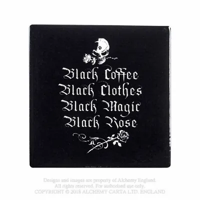 Buy Alchemy Gothic Square Ceramic Coaster Black Coffee Black Clothes • 4£