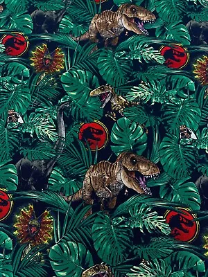 Buy Jurassic Park Dinosaurs - Licensed Digital Print 100% Craft Cotton - 110cm 44  W • 7.98£