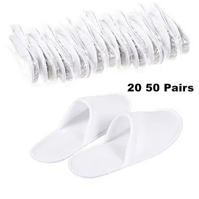 Buy 1-10Pair Spa Hotel Guest Slippers White Disposable Terry Close Toe Towelling UK • 3.98£