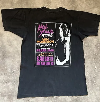 Buy Vintage Neil Young Pearl Jam Slane Castle 1993 T Shirt Single Stitch  90s • 79£