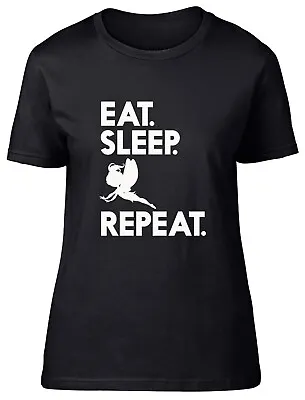 Buy Eat Sleep Fairy Repeat Fitted Womens Ladies T Shirt • 8.99£