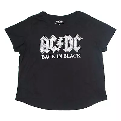 Buy EVRI ACDC Back In Black Band T-Shirt Black Short Sleeve Womens XL • 6.99£