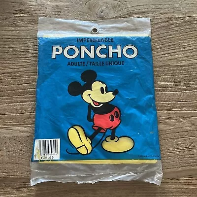 Buy Vintage Disney World Rain Poncho Land Yellow Mickey Mouse Jacket 80's Unused • 7£