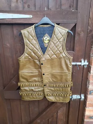 Buy Vintage Spanish Leather Shooters Waistcoat Gilet Size Large In Olive  • 20£