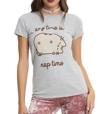 Buy Pusheen The Cat ANYTIME IS NAP TIME Girls Junior T-Shirt Grey NWT 100% Authentic • 14.17£