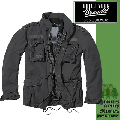 Buy Brandit Giant M65 Jacket Mens Field Military Army Parka Coat With Liner Black • 104.99£