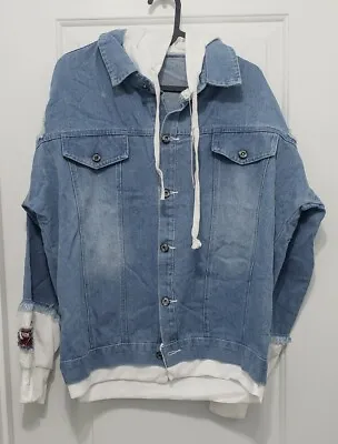 Buy Blue Jean Jacket Hoodie Size XL • 17.95£