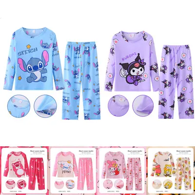Buy 2PCS Kids Girls Boys Long Sleeve Stitch Pyjamas PJs Set Cartoon Lounge Suits Set • 6.64£