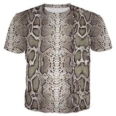 Buy Women Men T-Shirt 3D Print Short Sleeve Tee Tops Snakeskin Pattern Harajuku • 9.59£