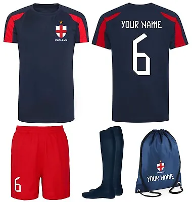 Buy Personalised England Football Kits Customised Shirts Shorts Socks And Kit Bags • 19.90£