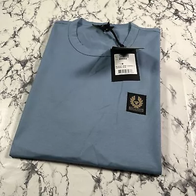Buy BELSTAFF Mens Airforce Blue Classic Phoenix Logo T Shirt SIZE MEDIUM Authentic • 49.99£