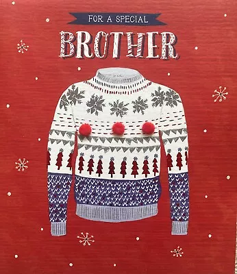 Buy Traditional Christmas Jumper Card To Brother Male Boys Him Teen Mens Cards • 2.95£