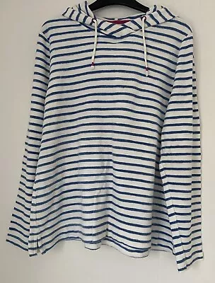 Buy Joules White & Light Blue Breton Stripe Terry Cloth Hoodie Size 18 • 24£