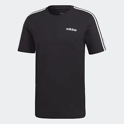 Buy Adidas Essentials 3 Stripes Tee Mens - 100% Cotton T-Shirt Black - XL • 17.99£