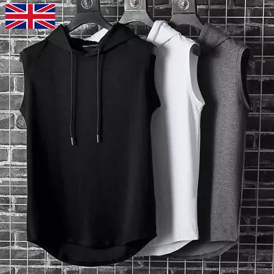 Buy Men Sleeveless Hoodie Vest T-Shirt Tank Top Fitness Sports Gym Muscle Hooded M • 4.99£