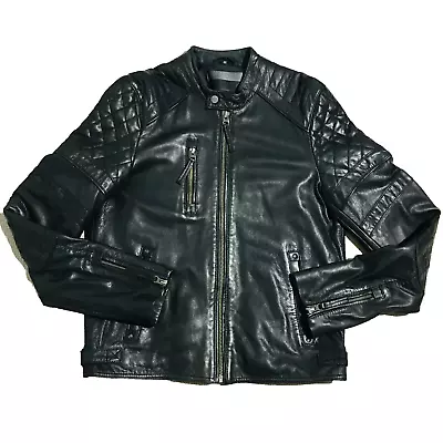 Buy NEW Men's Black Leather Biker Jacket By Giorgio&Mario Size 48FR/38UK RRP £285.00 • 125£