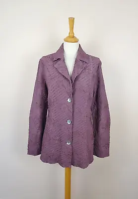 Buy Vtg GHOST Purple Lightly Quilted Embroidered Jacket Size M • 62£