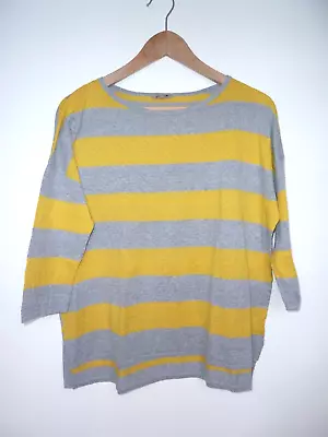 Buy JIGSAW Grey Yellow STRIPED Cotton Oversized Top Size 10 Also Fits 12 14 16 • 14.99£