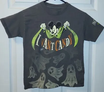 Buy Disney Parks Mickey Youth Kids  I Vant Candy  Gray Halloween Shirt Size Small  • 8.69£