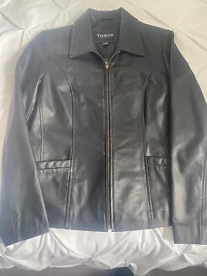 Buy Ladies Black Leather Biker Jacket Size 16 • 30.29£
