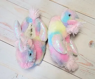 Buy Next Direct Rainbow Unicorn Pegasus Slippers Sz 3 Youth EUC • 14.17£
