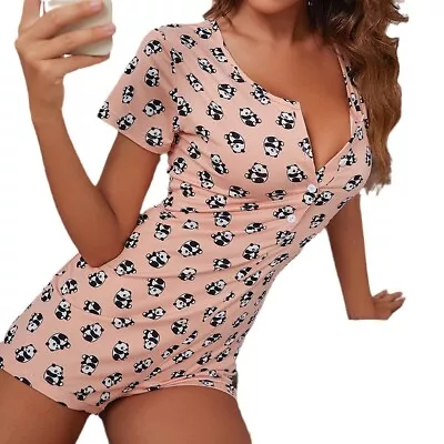 Buy Sexy Women's Short-sleeve Jumpsuit Summer Thin Pajamas Home Wear • 24.29£