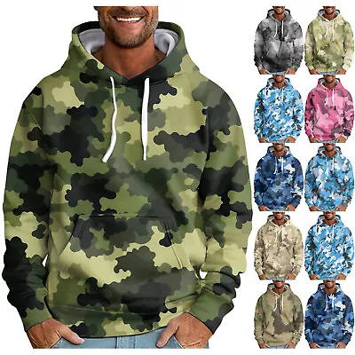 Buy Men's Camouflage Pullover Hoodies Coat Sports Top Hooded Sweatshirts With Pocket • 19.44£