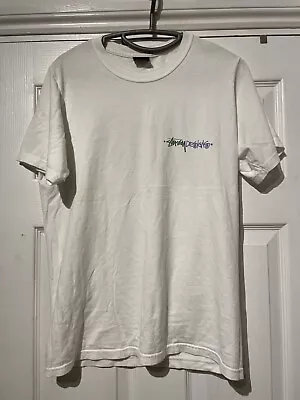 Buy Stussy Designs  White Graphic Tee - Positive Vibrations Size Small • 19£