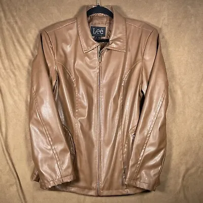 Buy Lee Outerwear Womens Light Brown Faux Leather Jacket Size Large Excellent Shape • 23.05£