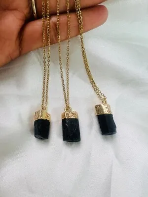 Buy Black Tourmaline Necklace, Raw Crystal Healing Jewellery, Stone Necklac For Her • 9.49£