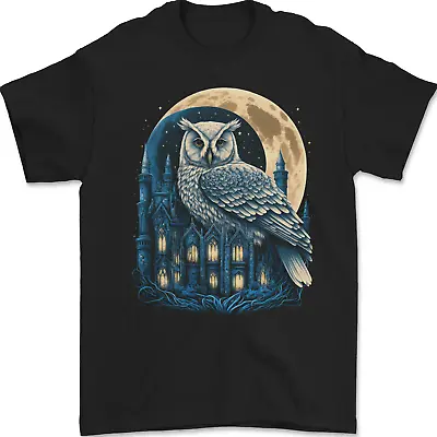 Buy A Fantasy Owl Sitting On A House With Moon Mens T-Shirt 100% Cotton • 8.49£