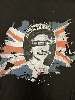 Buy NWOT UK’s Sex Pistols ‘God Save The Queen’ Concert Tour Shirt Black Large 70’s • 38.32£