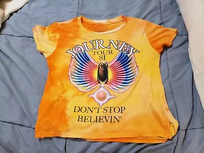 Buy Journey Tour 81 Don't Stop Believin' Orange Tie Dye T-Shirt Size Juniors XS • 12.78£