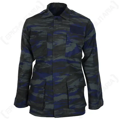 Buy Greek Airforce Blue Lizard Camo Field Jacket Original Surplus Cotton BDU Uniform • 28.95£